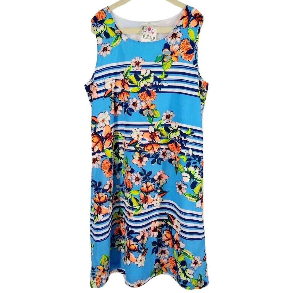 Jenna & Jessie Girl's size 12 Shift Dress Blue Floral Lined Sleeveless EUC